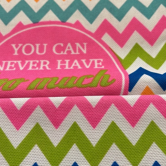 NWT Multicolored Lined Canvas Shopping Tote “You Can Never Have Too Much Happy” - Picture 5 of 8